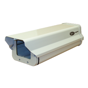 provides a basic clamshell, weatherproof security camera housing with a latch