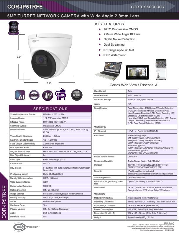 Medallion network camera,5MP Medallion network camera with 1920(H)×1080(V) resolution, this Medallion IP Turret Security Camera has Dragonfire® IR wide angle lens