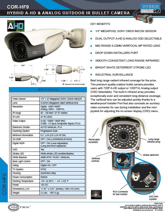 1/3 Panasonic CMOS 16.9 Full HD " Sensor