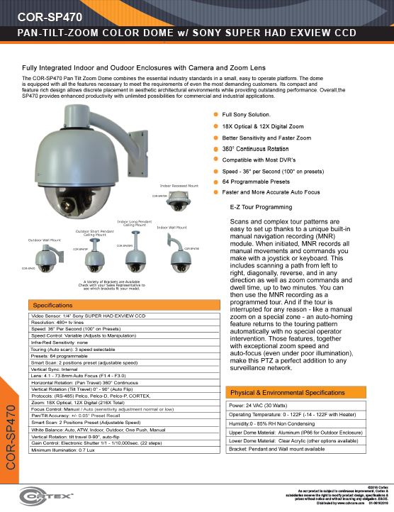 PTZ spec sheet