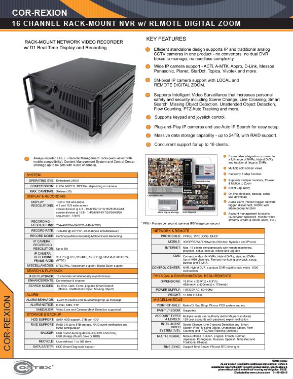 spec sheet for economy surveillance security dvr recorder for cctv