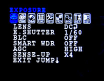 exposure menu selections