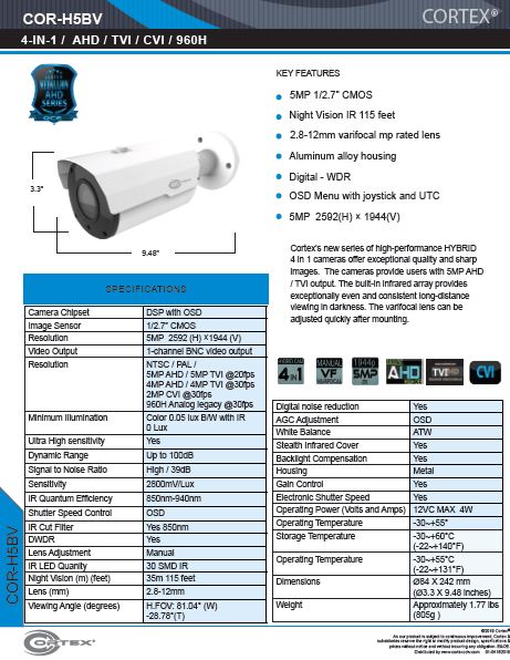 Medallion 8MP (4K) Outdoor Network Camera with 2.8 ~ 12mm (Motorized) lens. 