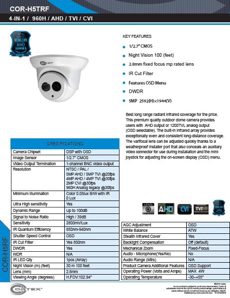 Medallion 5MP Network Turret Camera with IR and 2.8mm wide angle lens