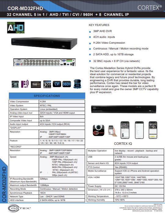 AHD , TVI, CVI recorder withLinux(embedded) Operating System.